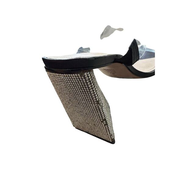 Schutz Ariellen Vinyl Rhinestone Chunky Triangle Platform Heel Sandals size 9.5 - Picture 8 of 8
